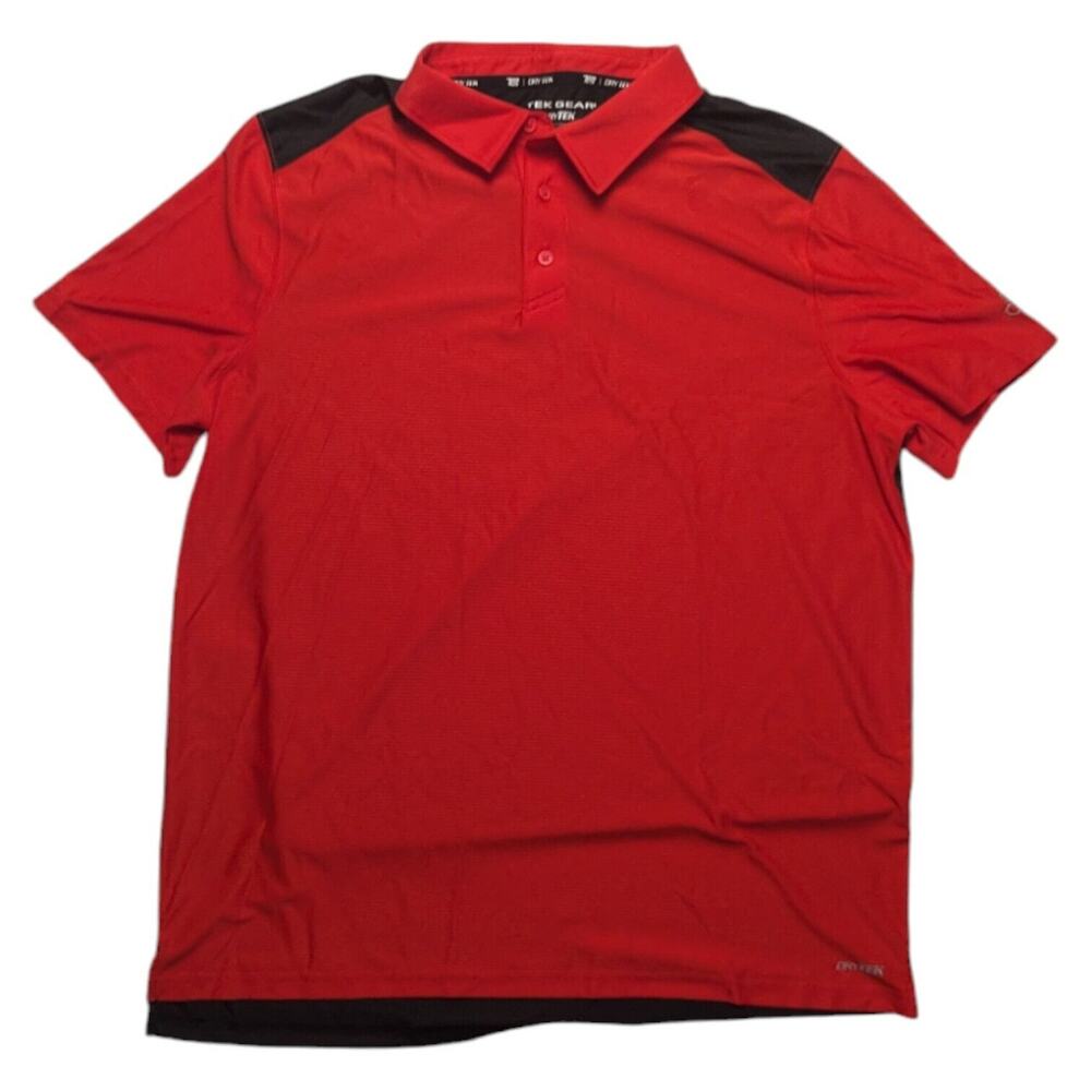 Men's Tek Gear Dry Tek Short Sleeve Polyester Polo Shirt Size Large - Red/Black